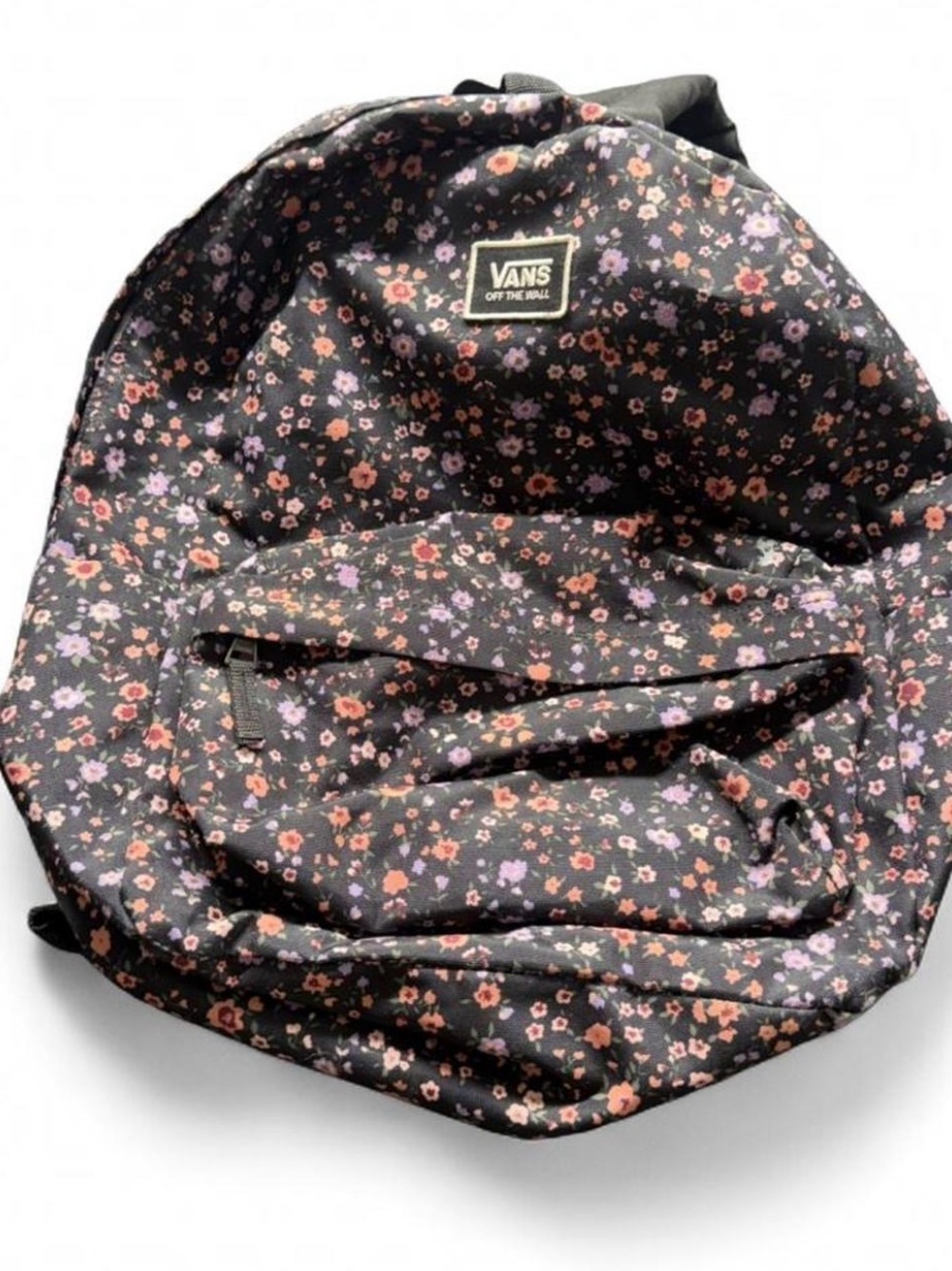 Vans Black Backpack with Pink and Purple Floral Print